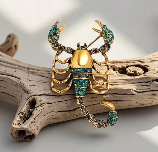 Jeweled Scorpion Brooch